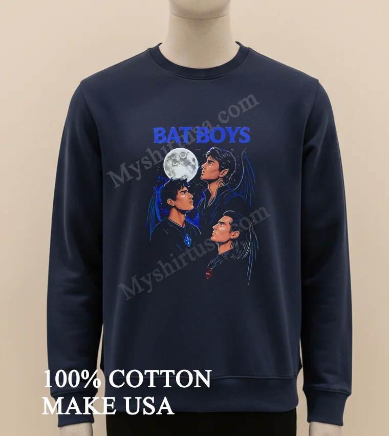 Bat Boys Night Moon Three Flying Bat Winged Men Classic Shirt Long Sleve Shirt