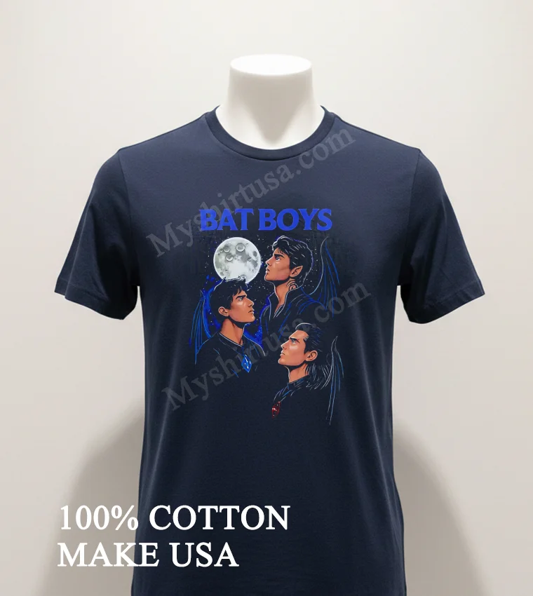 Bat Boys Night Moon Three Flying Bat Winged Men Classic funny america t-shirts - navy-shirt Bat Boys Night Moon Three Flying Bat Winged Men Classic Shirt Navy Shirt 1
