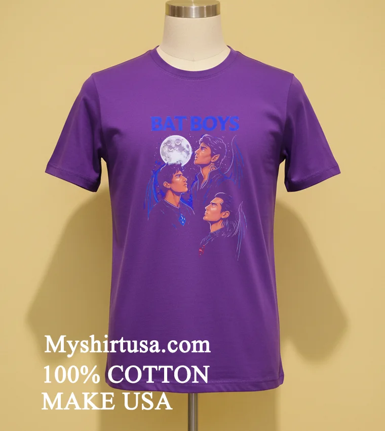Bat Boys Night Moon Three Flying Bat Winged Men Classic Shirt Purple Shirt