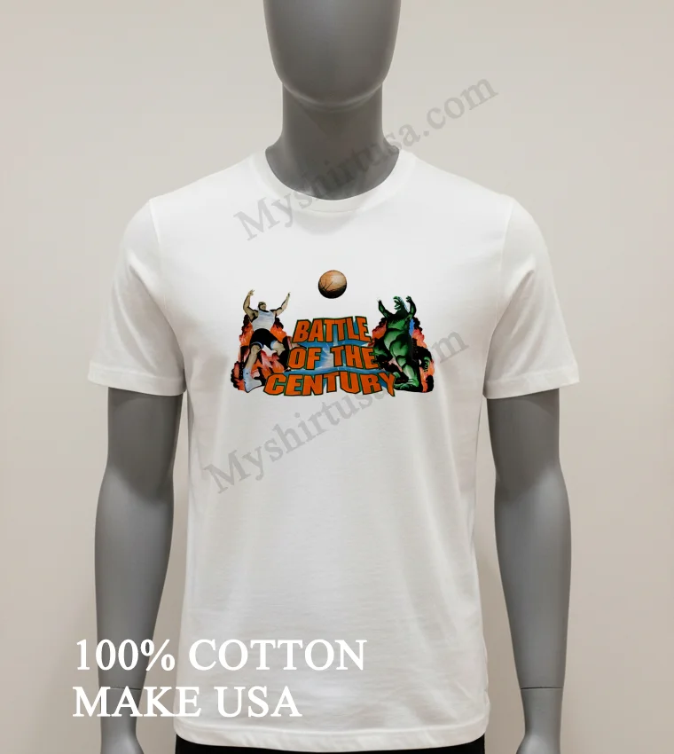 Battle Of The Century Basketball Godzilla And Giant funny america t-shirts - white-t-shirt Battle Of The Century Basketball Godzilla And Giant Shirt White T Shirt 1