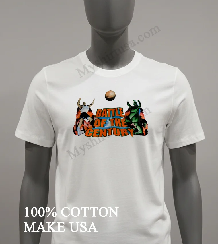 Battle Of The Century Basketball Godzilla And Giant Shirt White T Shirt 2