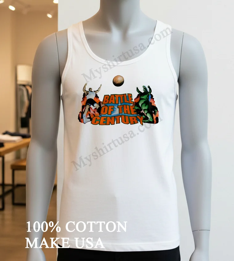 Battle Of The Century Basketball Godzilla And Giant Shirt White T Shirt 3