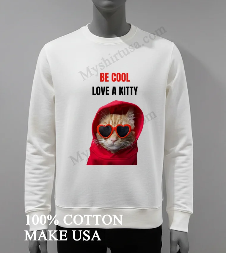 Be Cool Love A Kitty Cat In Heart Sunglasses Shirt - white-t-shirt Be Cool Love A Kitty Cat In Heart Sunglasses Shirt White T Shirt 4