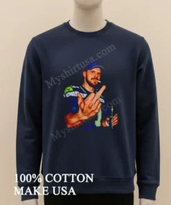 Bearded Man Seattle Seahawks Jersey Smoking Cigarette Middle Finger Beer funny america t-shirts