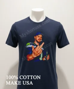 Bearded Man Seattle Seahawks Jersey Smoking Cigarette Middle Finger Beer funny america t-shirts