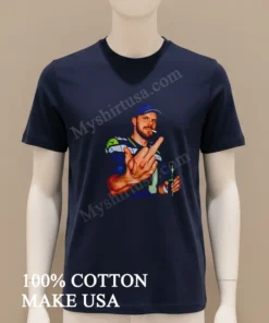 Bearded Man Seattle Seahawks Jersey Smoking Cigarette Middle Finger Beer funny america t-shirts