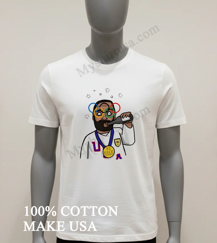 Bearded Man With Olympic Rings Glasses And Fbi Badge funny america t-shirts - white-t-shirt Bearded Man With Olympic Rings Glasses And Fbi Badge Shirt White T Shirt 2