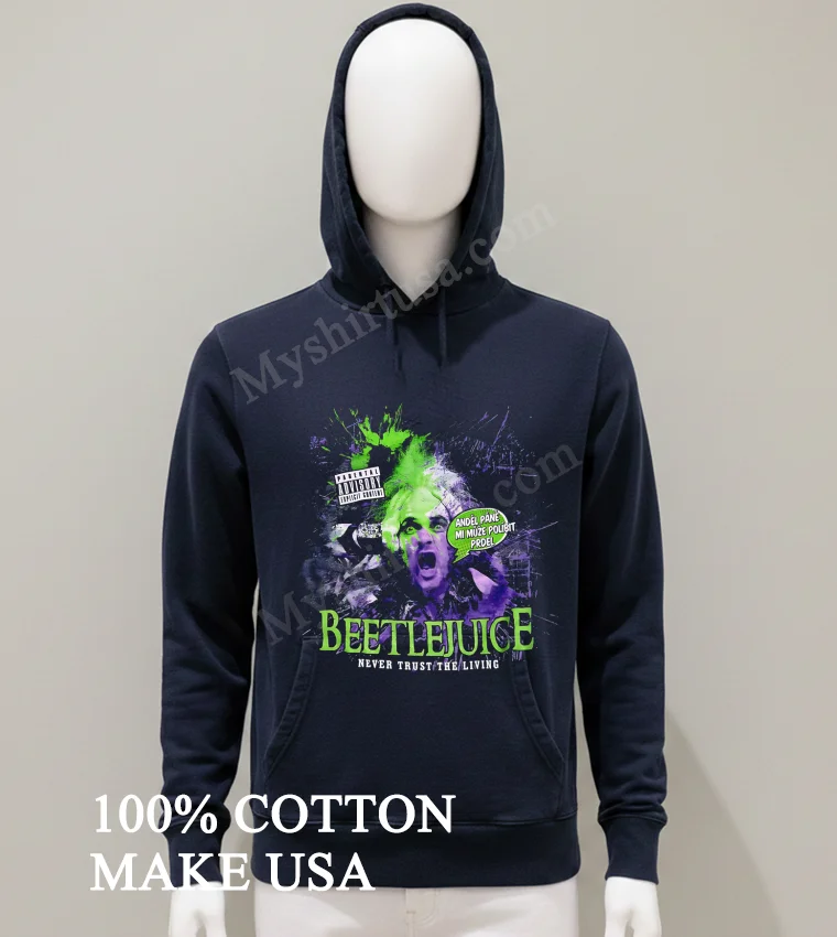 Beetlejuice Never Trust The Living Purple Green Horror funny america t-shirts - balck-shirt Beetlejuice Never Trust The Living Purple Green Horror Shirt Balck Shirt 1