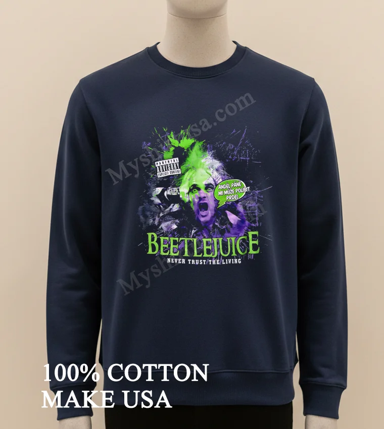 Beetlejuice Never Trust The Living Purple Green Horror Shirt Long Sleve Shirt 1
