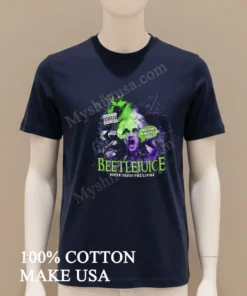 Beetlejuice Never Trust The Living Purple Green Horror funny america t-shirts