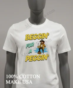 Beggin For A Peggin Cartoon Pirate With Hook And Peg Leg Illustration funny america t-shirts