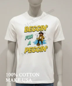 Beggin For A Peggin Cartoon Pirate With Hook And Peg Leg Illustration funny america t-shirts