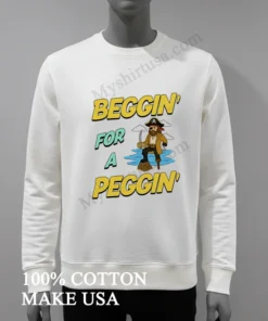 Beggin For A Peggin Cartoon Pirate With Hook And Peg Leg Illustration funny america t-shirts