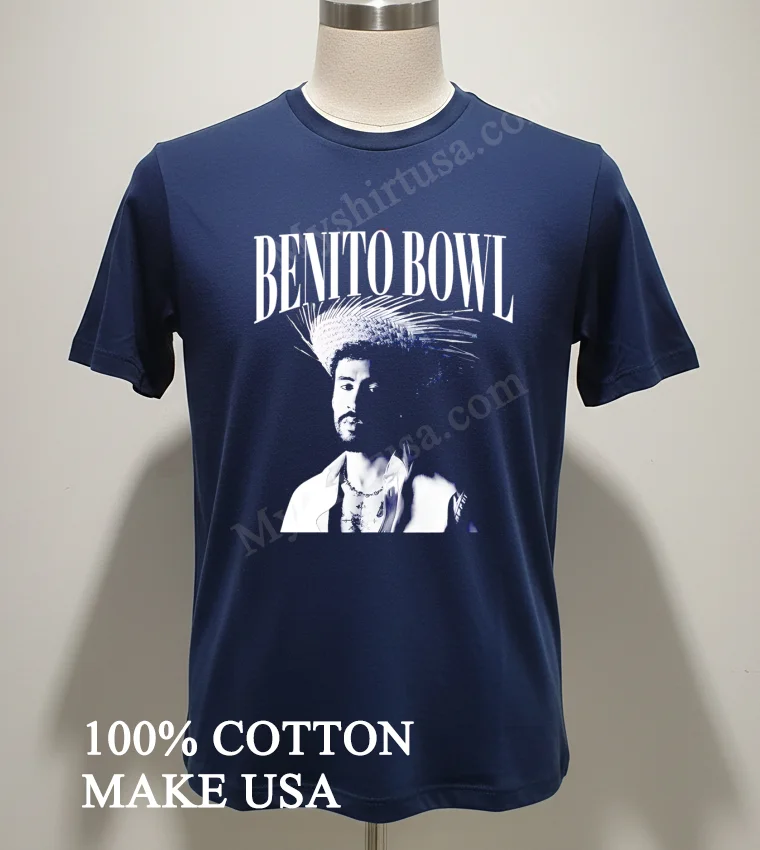 Benito Bowl Bad Bunny Portrait Musician Fan Art Shirt - navy-shirt Benito Bowl Bad Bunny Portrait Musician Fan Art Shirt Navy Shirt 2