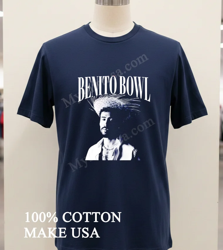 Benito Bowl Bad Bunny Portrait Musician Fan Art Shirt Navy Shirt