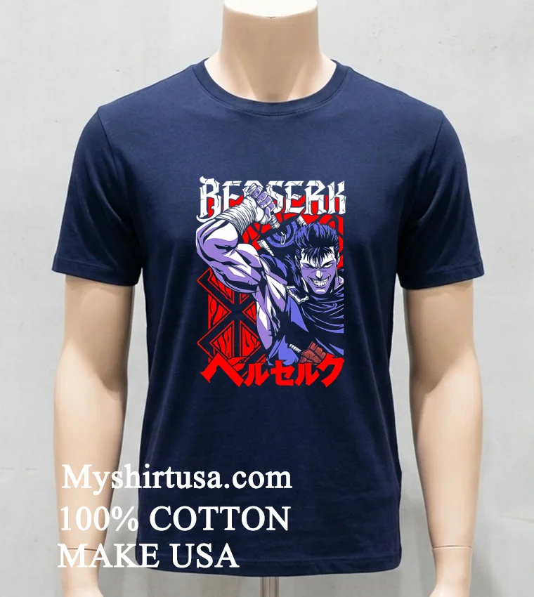 Berserk Guts And Dragonslayer Sword Shirt Navy Shirt