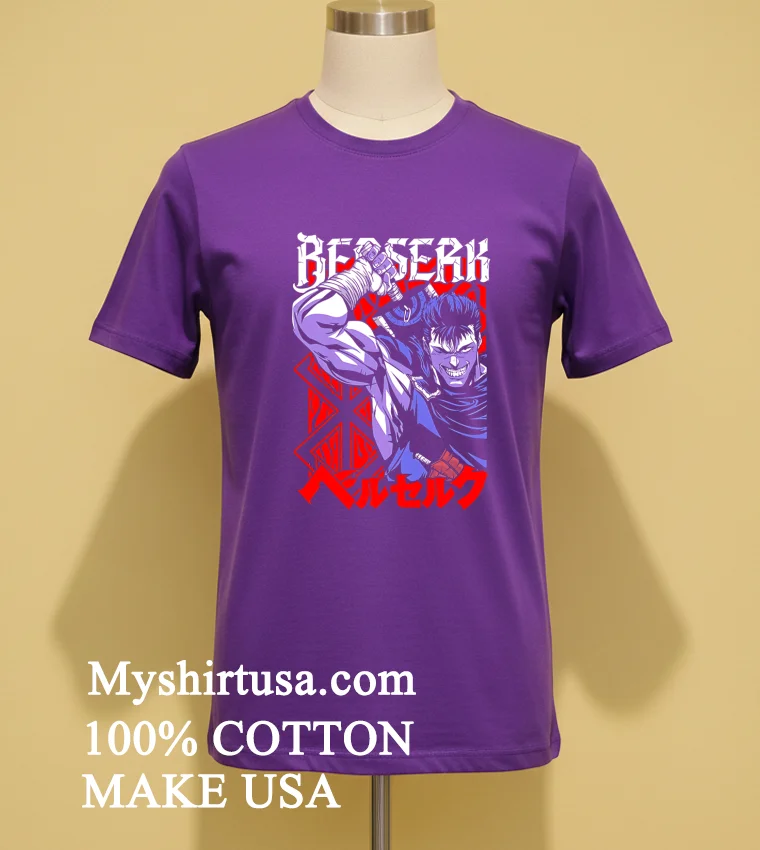Berserk Guts And Dragonslayer Sword Shirt - purple-shirt Berserk Guts And Dragonslayer Sword Shirt Purple Shirt
