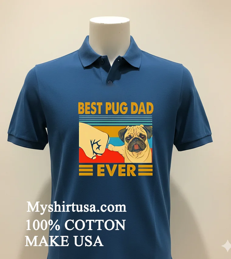 Best Pug Dad Ever Vintage Shirt Navy Shirt 2