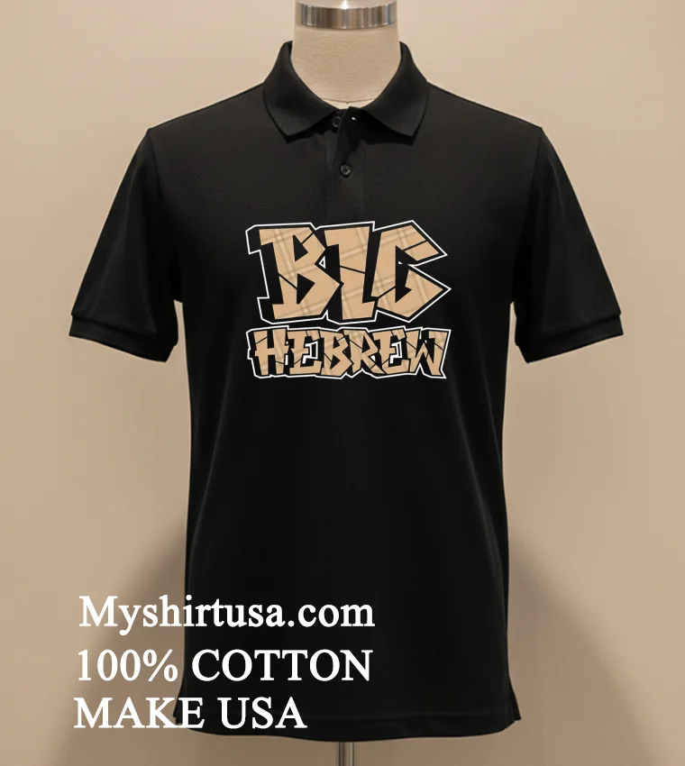 Big Hebrew Tan Pattern Block Lettering Design Shirt Balck Shirt 1
