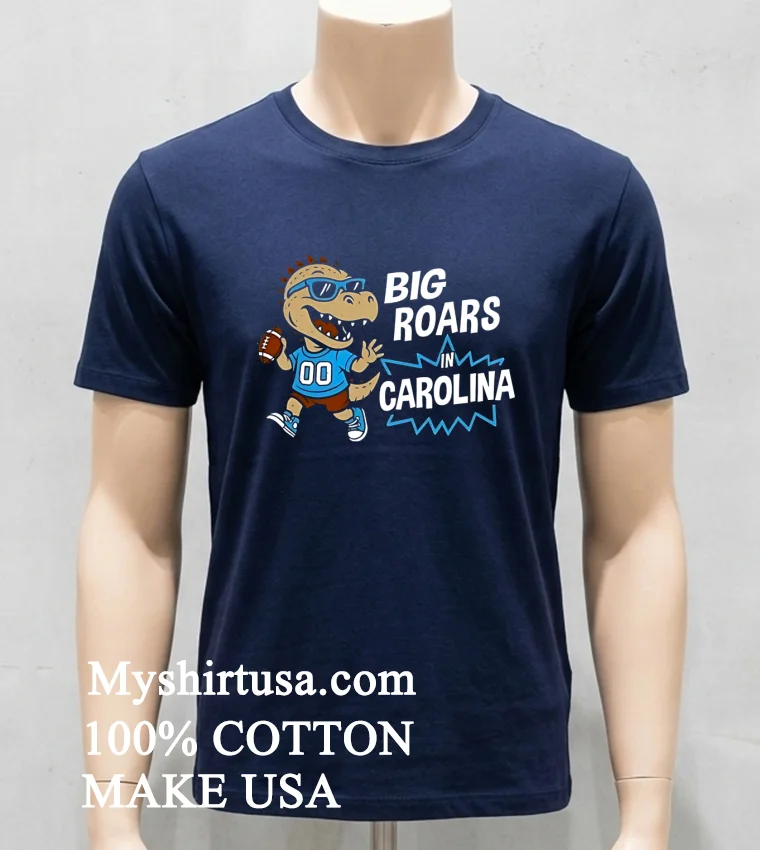 Big Roars In Carolina Panthers Dinosaur Cartoon Funny Shirt - navy-shirt Big Roars In Carolina Panthers Dinosaur Cartoon Funny Shirt Navy Shirt