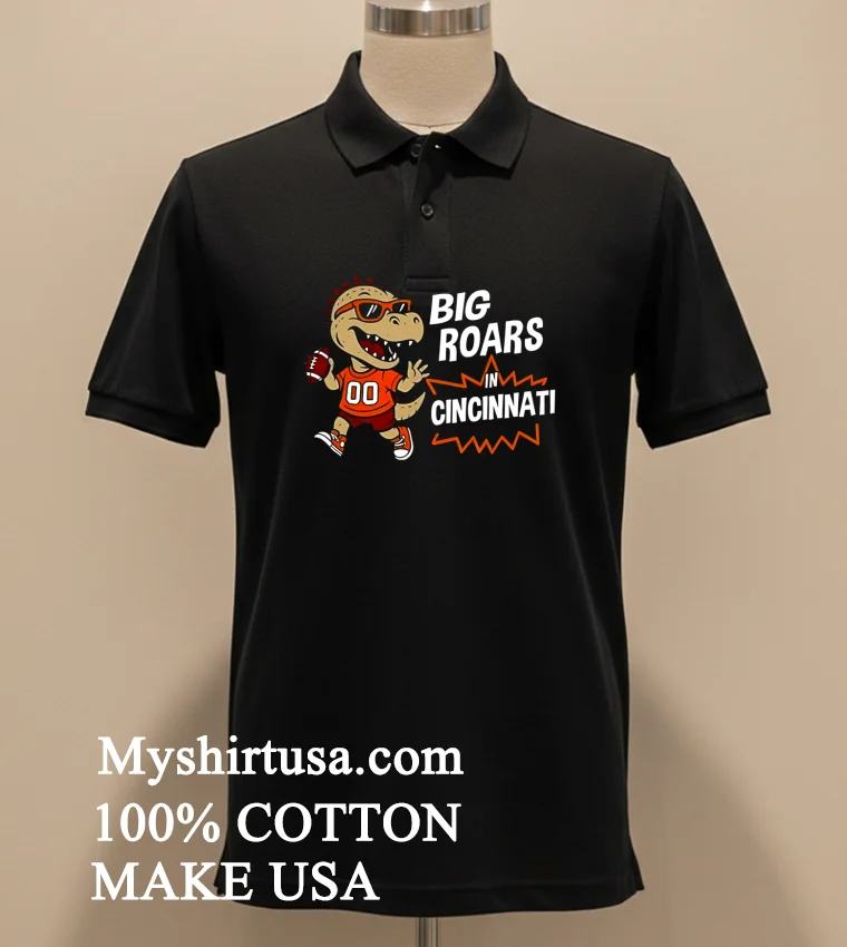 Big Roars In Cincinnati Bengals Dinosaur Cartoon Funny Shirt - balck-shirt Big Roars In Cincinnati Bengals Dinosaur Cartoon Funny Shirt Balck Shirt 2