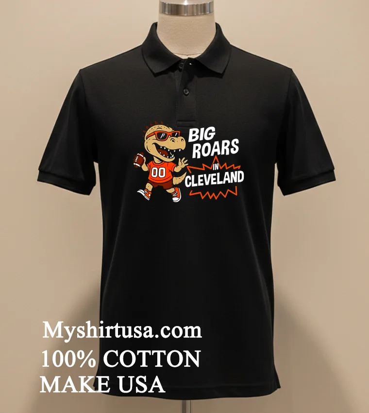 Big Roars In Cleveland Browns Dinosaur Cartoon Funny Shirt - balck-shirt Big Roars In Cleveland Browns Dinosaur Cartoon Funny Shirt Balck Shirt 2
