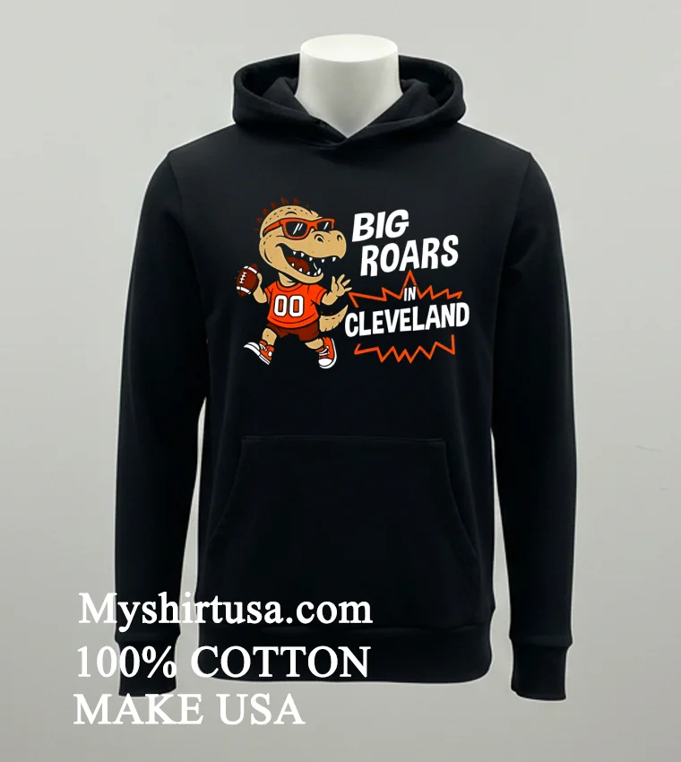 Big Roars In Cleveland Browns Dinosaur Cartoon Funny Shirt Balck Shirt