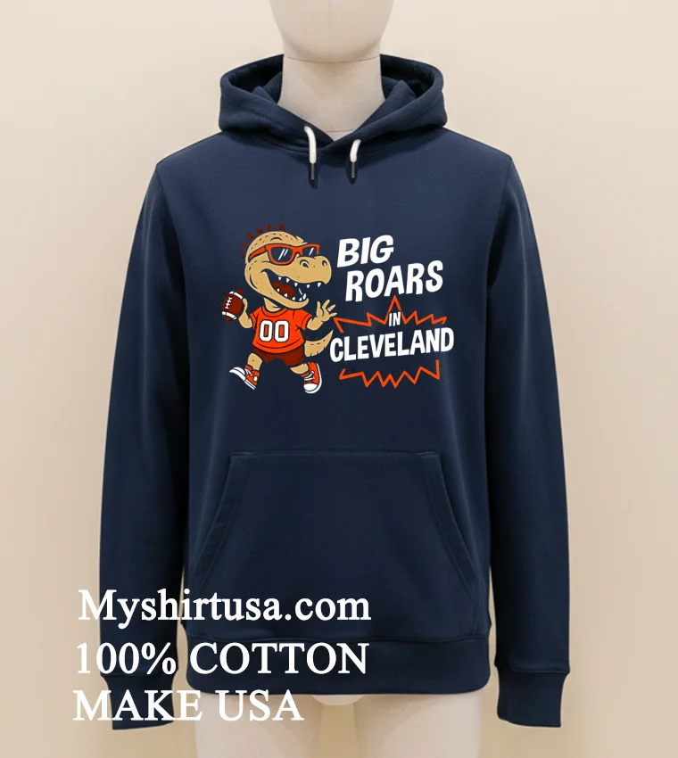 Big Roars In Cleveland Browns Dinosaur Cartoon Funny Shirt - navy-shirt Big Roars In Cleveland Browns Dinosaur Cartoon Funny Shirt Navy Shirt 1