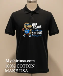 Big Roars In Detroit Lions Dinosaur Cartoon Funny Shirt