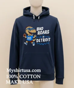 Big Roars In Detroit Lions Dinosaur Cartoon Funny Shirt