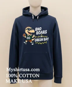 Big Roars In Green Bay Packers Dinosaur Cartoon Funny Shirt Navy Shirt 1