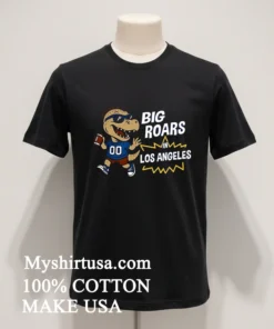 Big Roars In Los Angeles Rams Dinosaur Cartoon Funny Shirt Balck Shirt 1