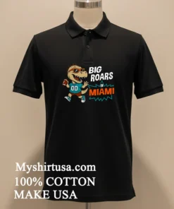 Big Roars In Miami Dolphins Dinosaur Cartoon Funny Shirt Balck Shirt 2