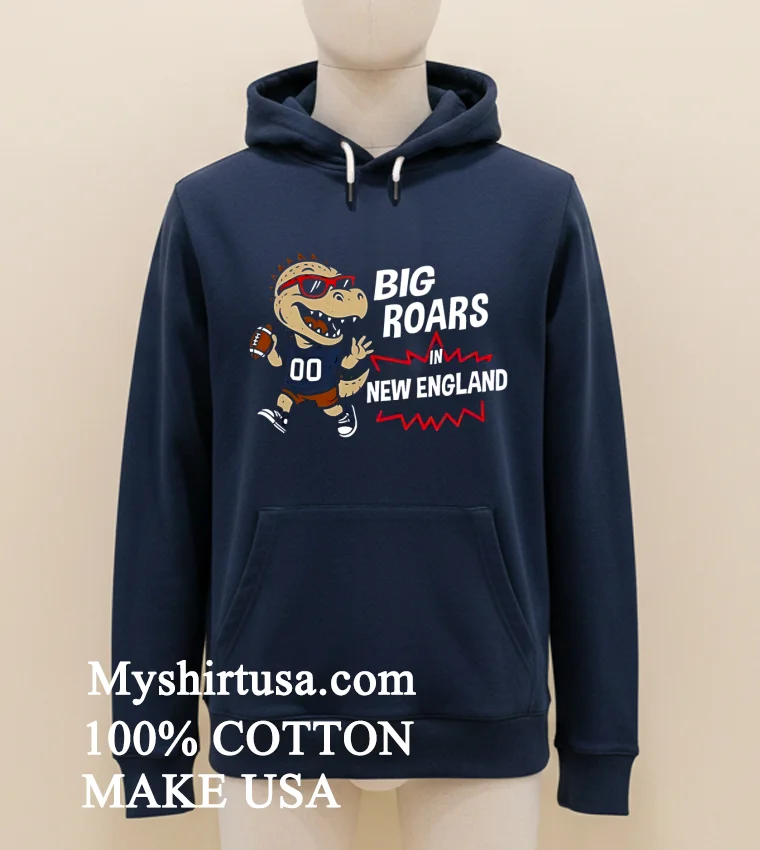 Big Roars In New England Patriots Dinosaur Cartoon Funny Shirt Navy Shirt 1