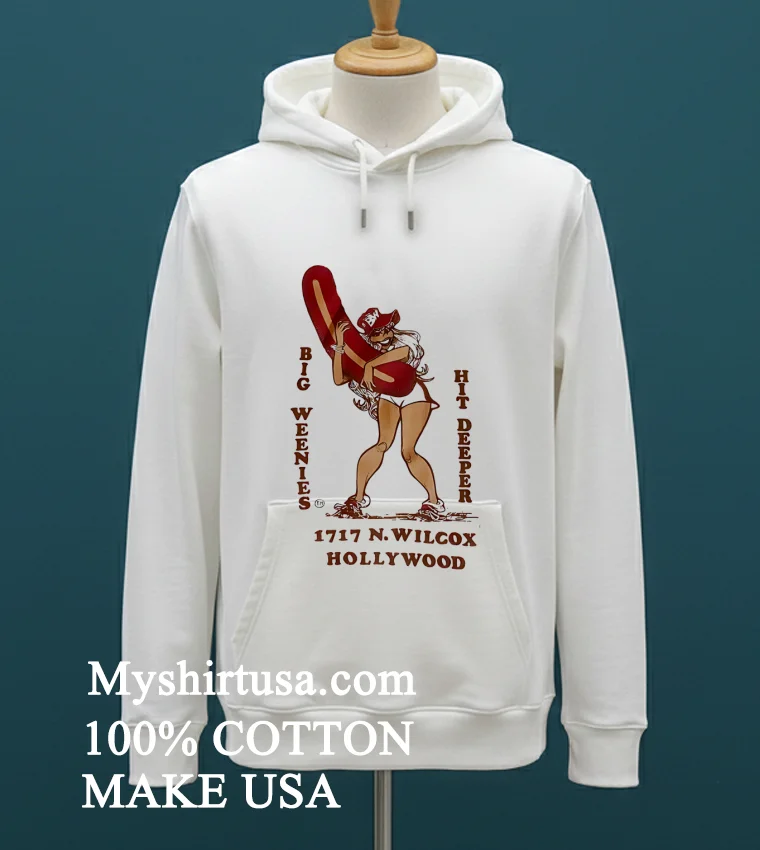 Big Weenies Hit Deeper 1717 N. Wilcox Hollywood Vintage Shirt - white-t-shirt Big Weenies Hit Deeper 1717 N Wilcox Hollywood Vintage Shirt White T Shirt 3