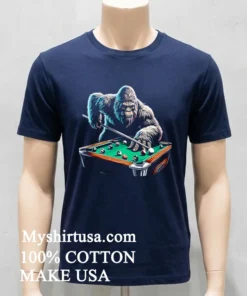 Bigfoot Sasquatch Billiards Pool Player Shirt Navy Shirt