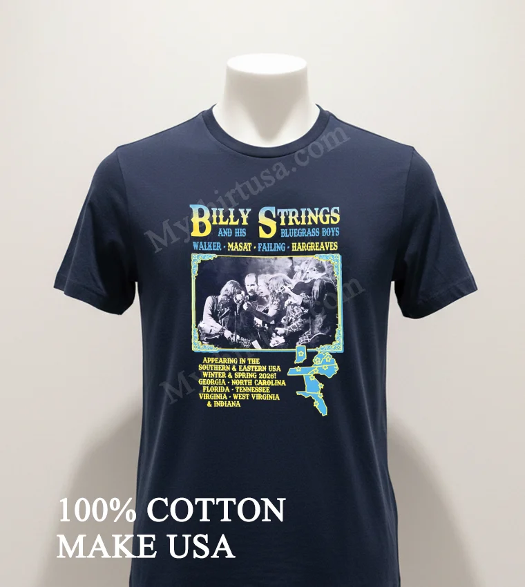 Billy Strings And His Bluegrass Boys Southern Eastern Usa Tour Shirt Navy Shirt 1