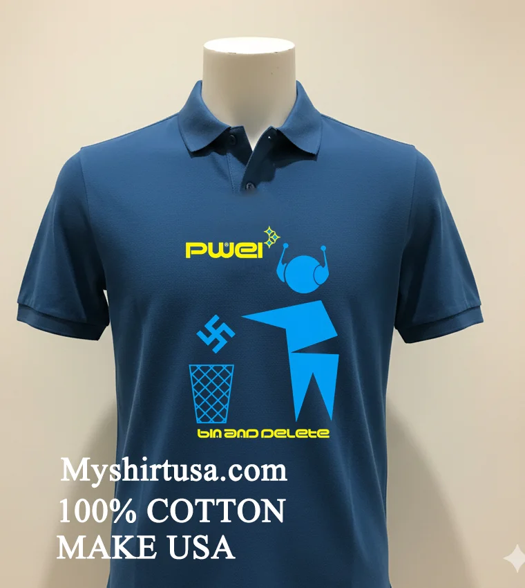 Bin And Delete Robot Art T Shirt Navy Shirt 1