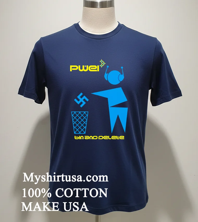 Bin And Delete Robot Art T Shirt Navy Shirt