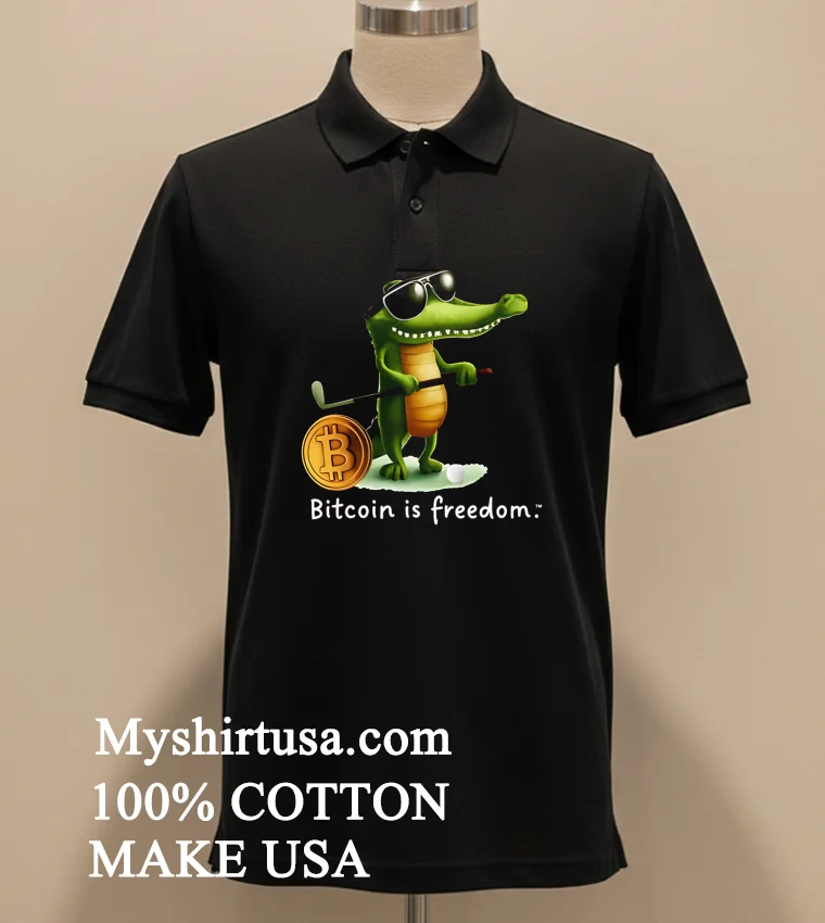 Bitcoin Is Freedom Crocodile Cartoon Shirt Balck Shirt 1