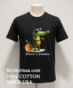 Bitcoin Is Freedom Crocodile Cartoon Shirt