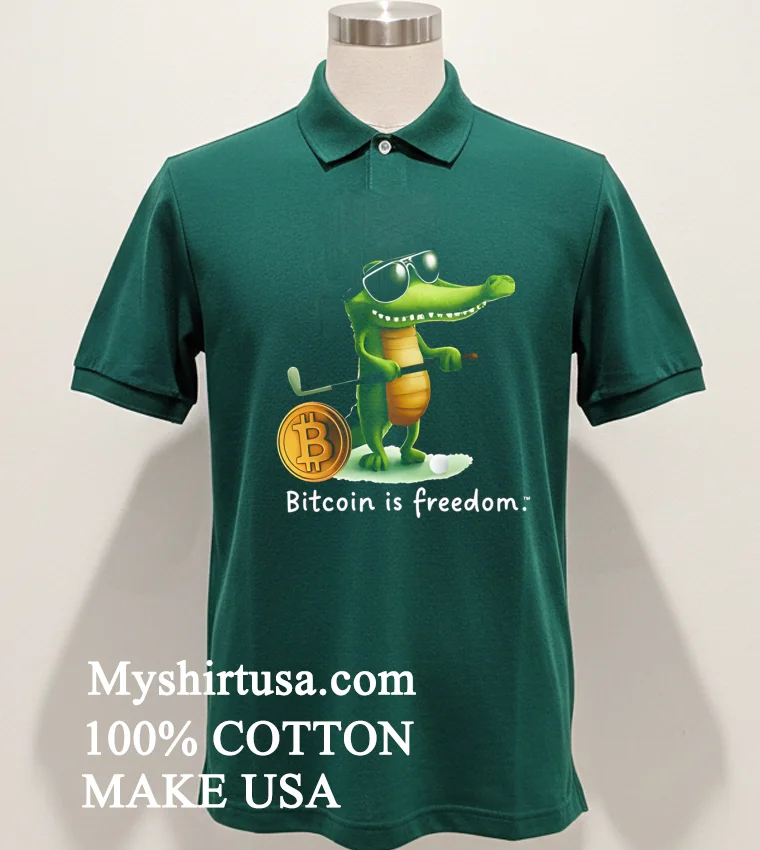 Bitcoin Is Freedom Crocodile Cartoon Shirt Green Shirt