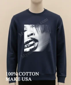 Black And White Close Up Woman Face Messy funny america t-shirts