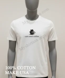 Black Cat In Coffee Cup Cats And Coffee funny america t-shirts