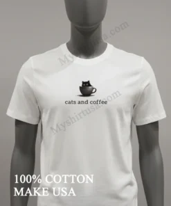 Black Cat In Coffee Cup Cats And Coffee funny america t-shirts