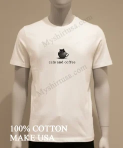 Black Cat In Coffee Cup Cats And Coffee funny america t-shirts