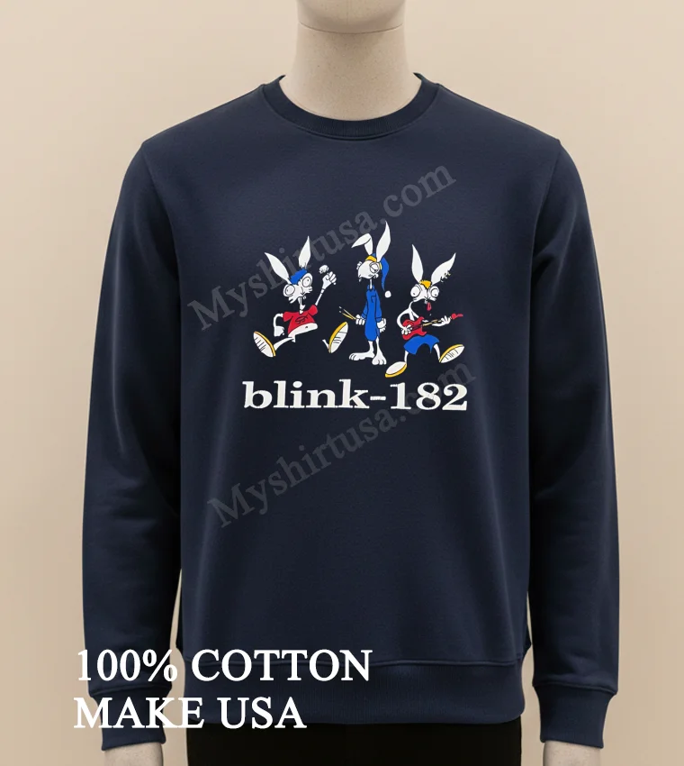 Blink 182 Bunny Rabbit Band Members Cartoon Punk Rock funny america t-shirts - long sleve shirt Blink 182 Bunny Rabbit Band Members Cartoon Punk Rock Shirt Long Sleve Shirt