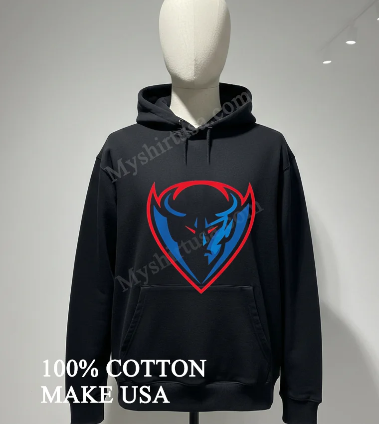 Blue Demon Shield Logo Sports Team Identity Graphic Shirt Hoodie Shirt