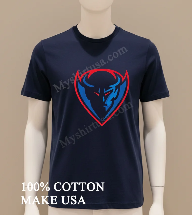 Blue Demon Shield Logo Sports Team Identity Graphic Shirt Navy Shirt