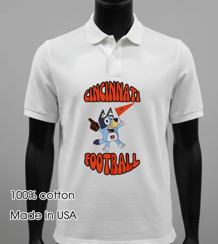 Bluey Cincinnati Bengals Football Shirt White T Shirt 1